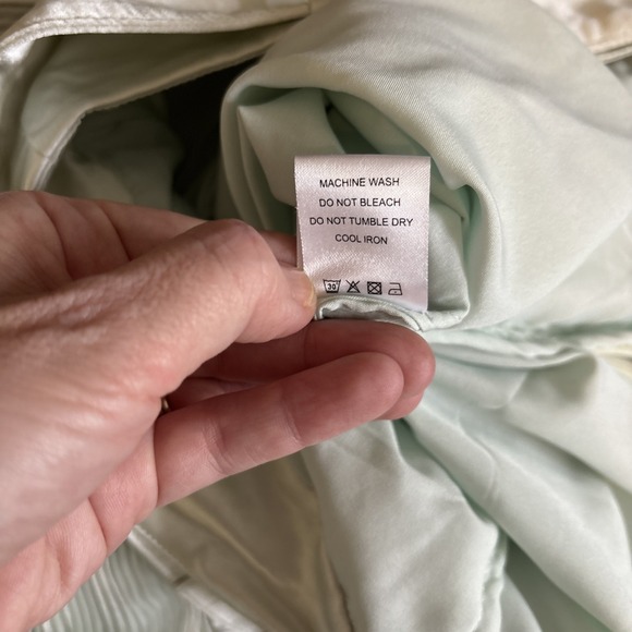 Lovers & Friends Sea Breeze Pants Mint Green Satin Chiffon Medium LONG Wide Leg - Picture 11 of 11